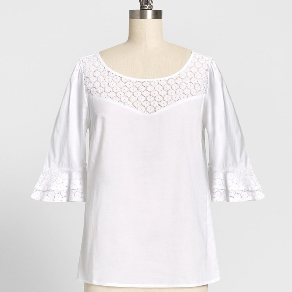 Modcloth | NWT It's the Lace I Could Do Cotton Blouse